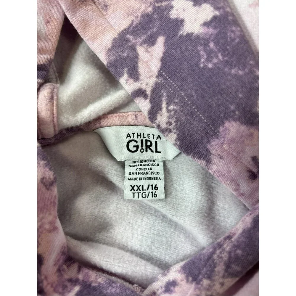 Athleta Girl in Your Element 2.0 Hoodie Moonstone Pink Purple White Dye XXL 16 - Picture 4 of 5